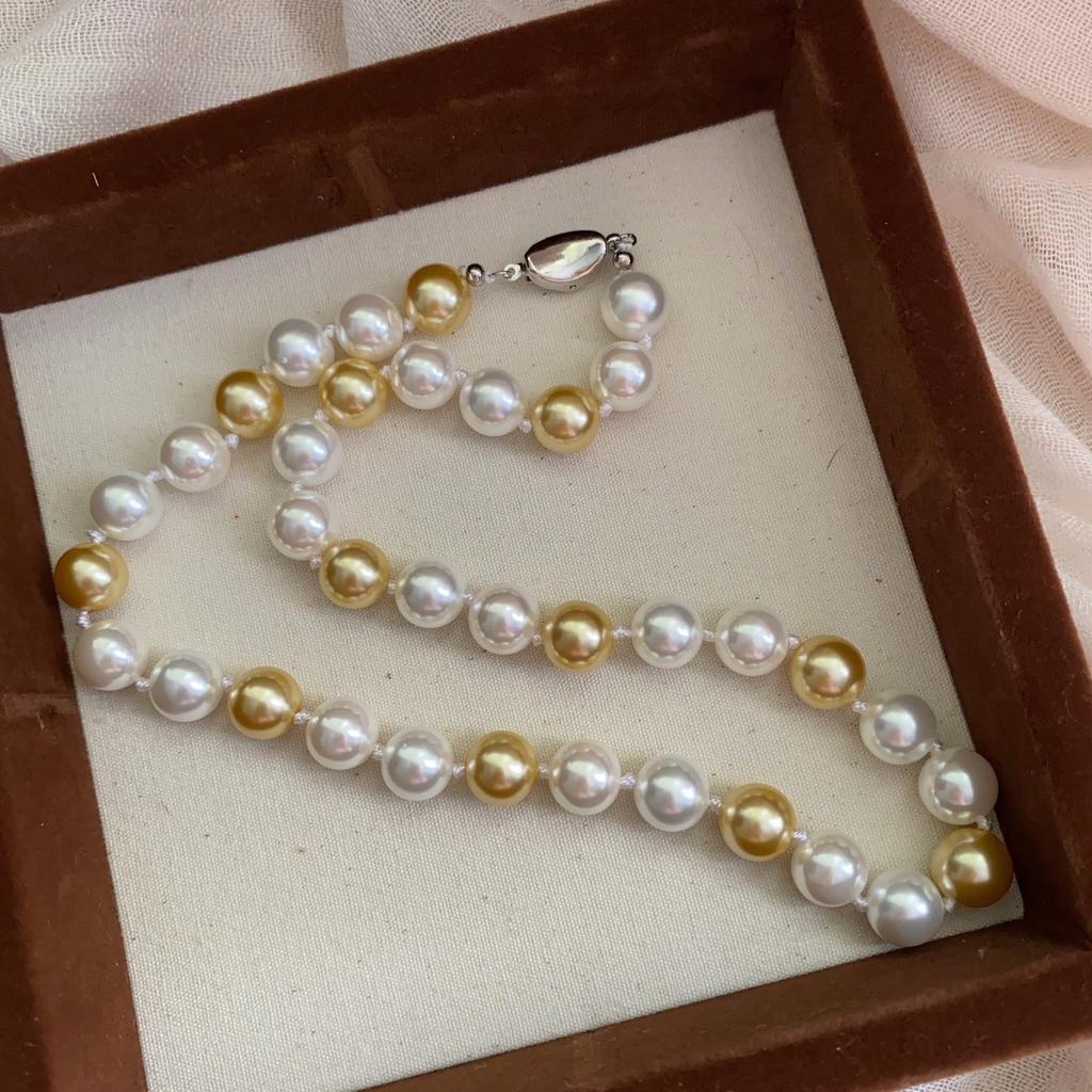 Giant Flash Love Broken Silver Pearl Necklace Summer White Temperament Neck Chain Light Luxury Niche Versatile High Sense Collarbone Chain Woman