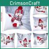 Cozy 18" Christmas Cushion Cover Featuring Cute Santa Claus And Snowman For Holiday Charm