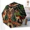 Nature's Harmony: Circular Art Print with Wildlife Motifs Umbrella, Cute Umbrella with Cute Design, Portable 3-Fold Compact Umbrella for Men & Women,