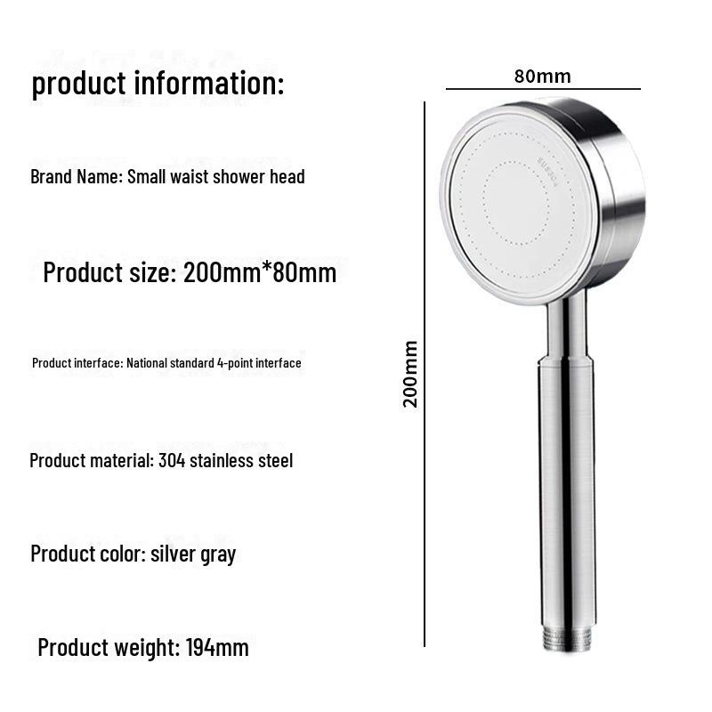304 Stainless Steel High-Pressure Shower Head Set for Home Use