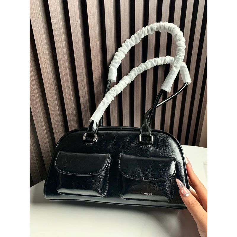 

In Stock Standoil Bag South korea Niche Xu Yunzhen Same Stand Oil Shoulder Underarm Bag Bowling Bag