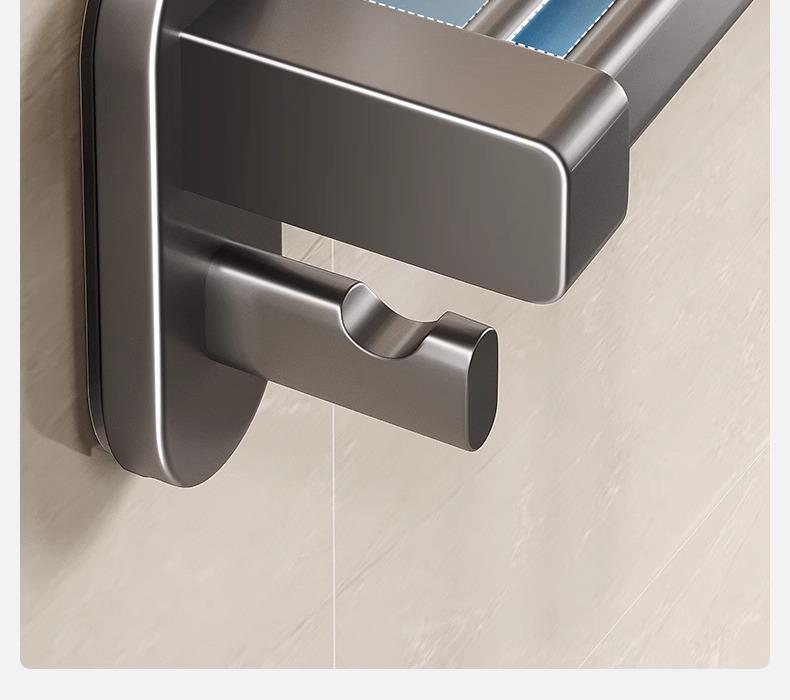 Raft de bucătărie fără găuri cu cârlige din aluminiu pentru spatule și linguri