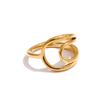 Yhpup Minimalist Stainless Steel Hollow Geometric Golden Ring for Women 18K PVD Plated Arrivals Jewelry Recommend