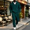 Completo con felpa con cappuccio e zip a contrasto e pantaloni della tuta con coulisse da uomo