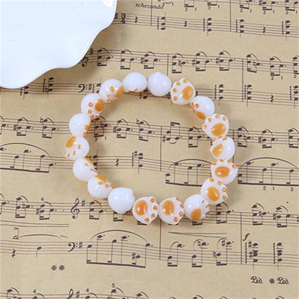 B104 2026 Cute Simple Cartoon Cat Paw Exquisite Acrylic Bead Bracelet Fashionable Casual Resin Bracelet Daily Daily Accessory