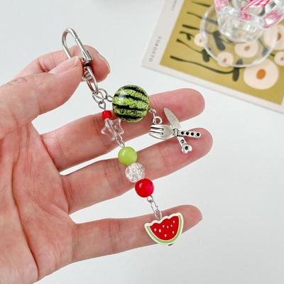 Niedlicher Frucht-Schlüsselanhänger Kreativer Sommer Wassermelone Anhänger Schlüsselanhänger Perlen Handy Anti-Verlust Lanyard Tasche Dekorative Schlüsselanhänger