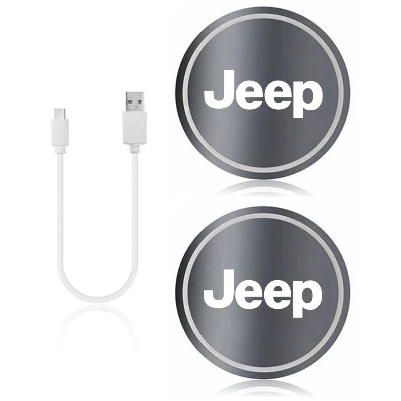 7 Colors LED Car Cup Coaster Smart Sensor Light Mat Automotive Interior Accessories for Jeep Wrangler Grand Cherokee Compass AKO1