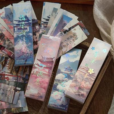 30sheet/set Aesthetic Chinese Style Bookmark for Kids Vintage Palace Tree Flroal Bookmark for Books Beauty Scenary Bookmark