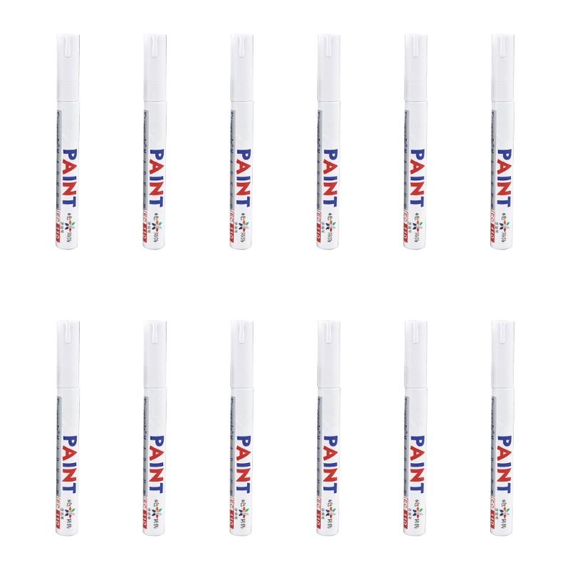 12 Pcs Permanent Paint Markers Oil Based Paint Pen Quick-Drying Permanent Marker for Plastic Cardboard Wood Metal Canvas