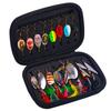 16PCS drehbarer Spinnerbait Metalllöffel Spinner Angelköder Hartköder mit Feder Drillingen mit Tasche Spinnerbait Tackle