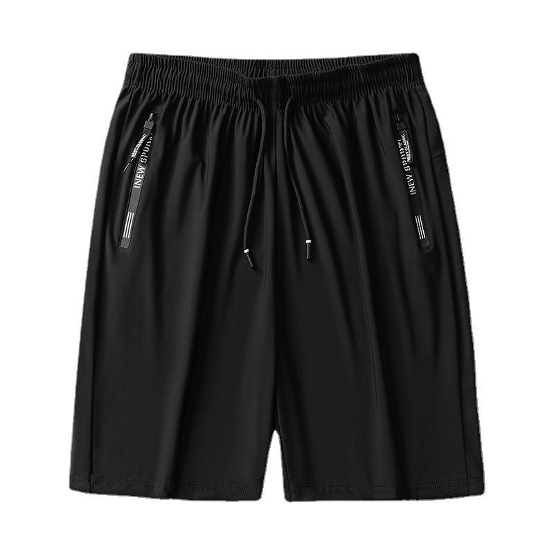 Men's Summer Ice Silk Quick-Dry Elastic Fitness Shorts - Loose, Casual, and Plus Size Available