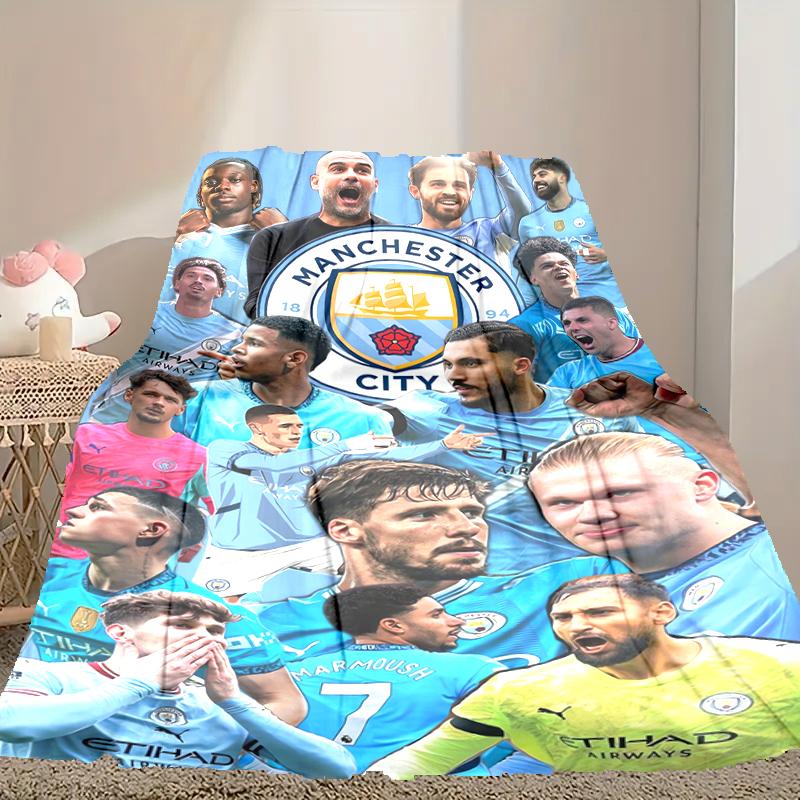 1pc Comfortable Home Print Throw Blanket, Manchester United Manchester City Blanket For Bed and Sofa Use, Special Present For Family