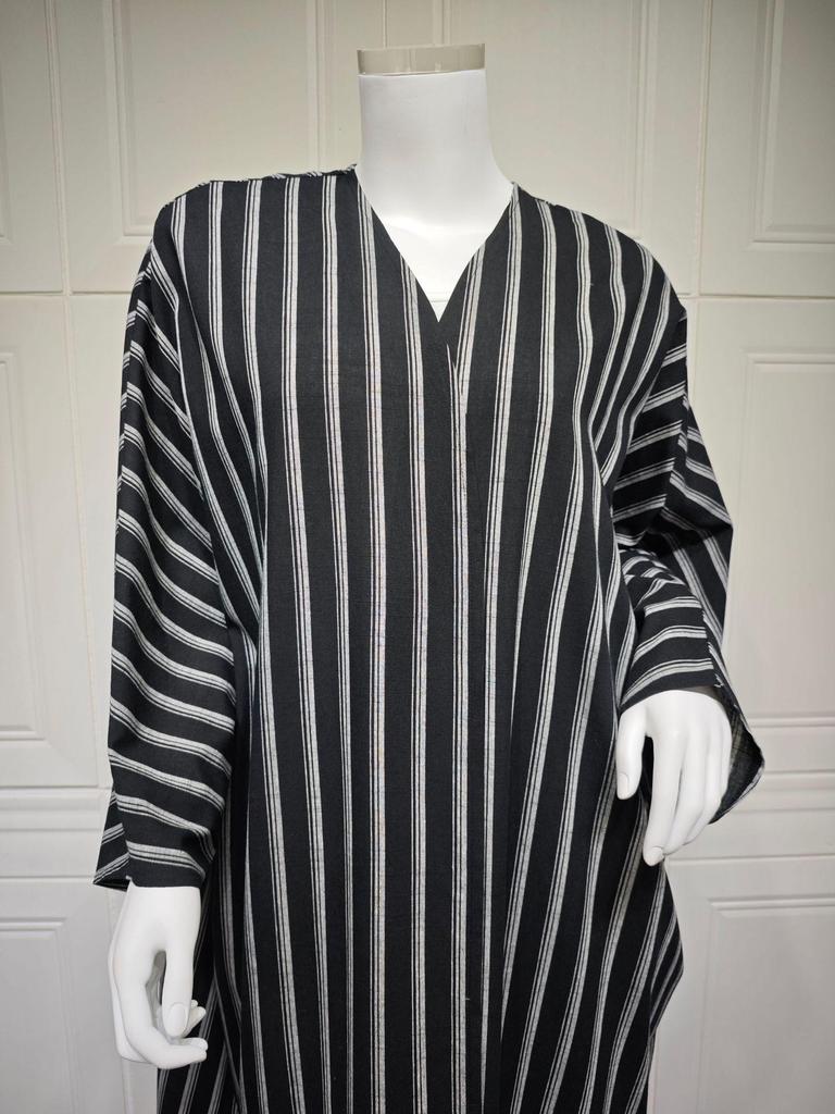 MQ161 Women's Zebra Striped Long Cardigan Abaya - Cross-Border Fashion for Europe & America