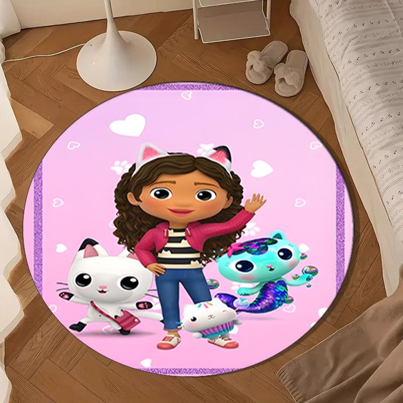 Colorful Friends Dollhouse Round Rug for Livingroom,Bedroom, Palyroom, Chair Rug, Area Rug, Circle Carpet, Large Size Fan Christmas Gift