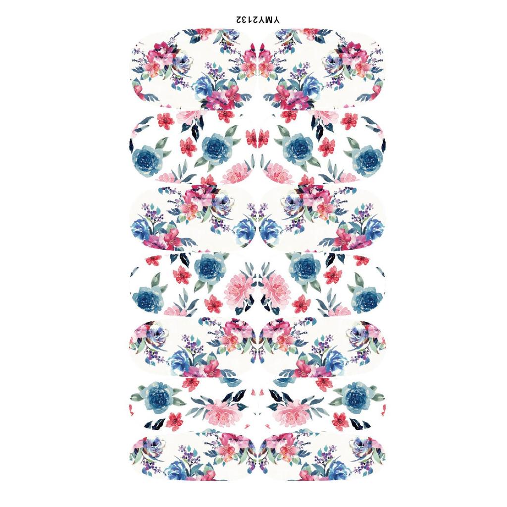 Japanese Flower Nail Art Stickers, Full Cover, Waterproof (YMY2129-2137)