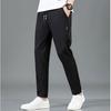 Men's Ice Silk Trousers Solid Color Mid-Waist Loose Breathable Straight-Leg Casual Pants Thin Quick-Drying Sports Pants