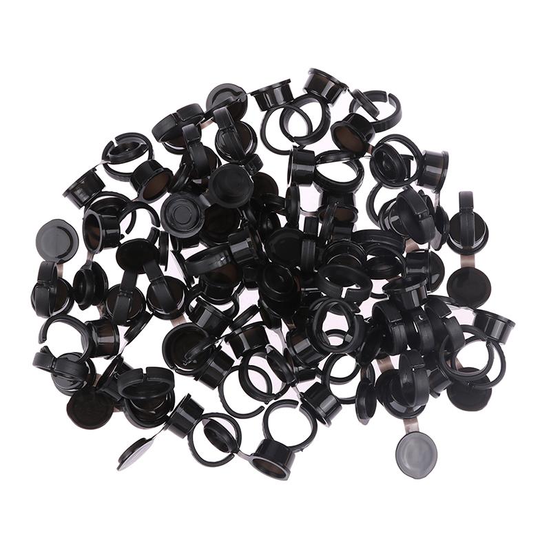 50Pcs Tattoo Pigment Ink Ring Cup Holder With Lid Cover Cap For Microblading