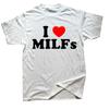 Vtipná trička s potiskem srdce I Love MILFs Bavlněné streetwearové tričko s krátkým rukávem Narozeninové dárky Letní styl Pánské oblečení
