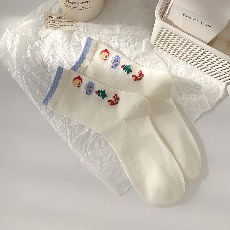 Женские хлопковые носки до середины икры «Сказочный город» – Милый мультяшный дизайн, Универсальные для весны и осени. One Size (Individual OPP Packaging)