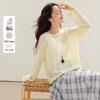 INMAN Lyocell Linen French Hollow-Out Long Sleeve Knit Top