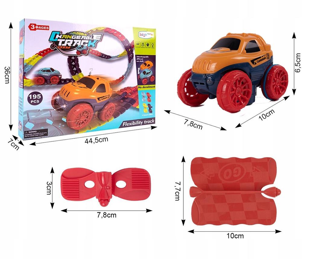 [PACZA] Flexible Car Race Track + DIY Car 195 elements 400cm Z530