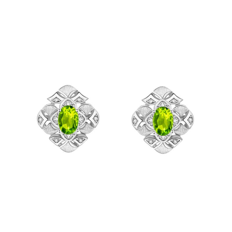 Wind Color Treasure Necklace Stud Earrings Set Natural Garnet Topaz S925 Silver Light Luxury Jewelry