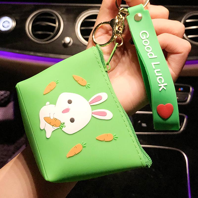 Cute Cartoon Silicone Coin Purse & Earphone Storage Keychain Pendant