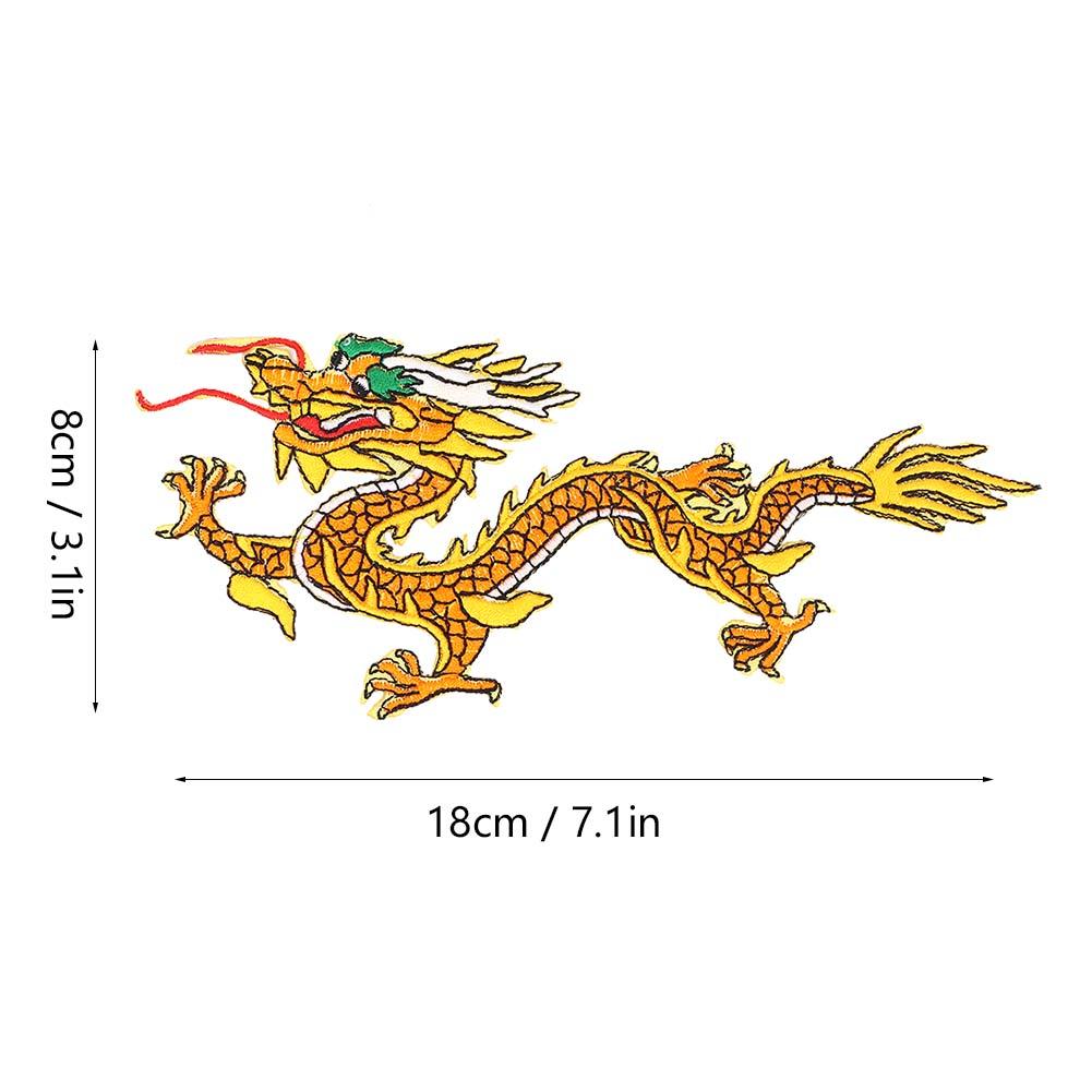 Kinesisk drake tygmärke broderad patch DIY dekor applikation hantverk klädtillbehör