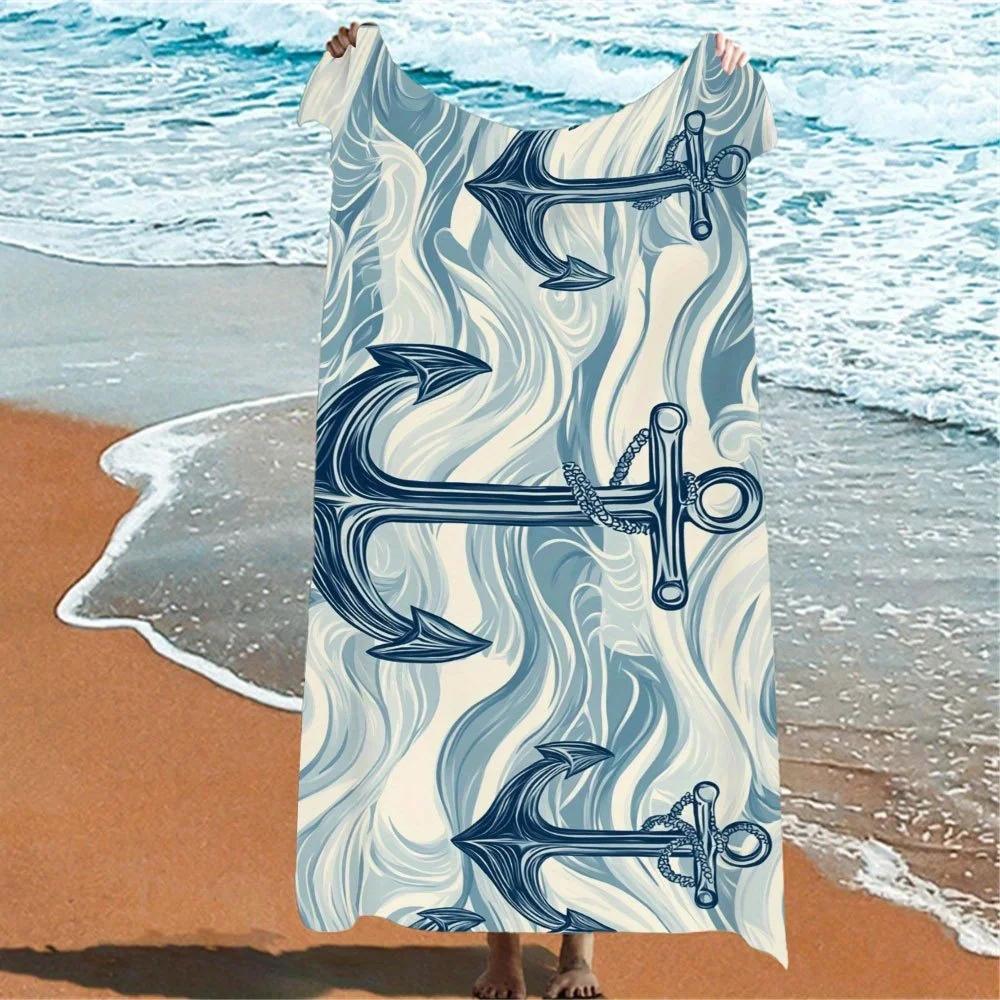 

Ocean beach towel with starfish and shell print perfect for swimming, gym or bathing beach essential modern towel design W40*H60(CM)