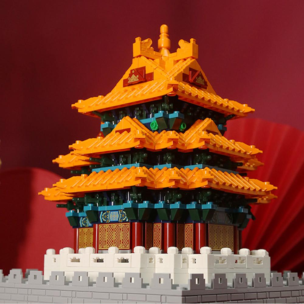 China Imperial Palace Watchtower Bricks World Famous Historical Architecture Building Block Forbidden City Corner Tower Toys