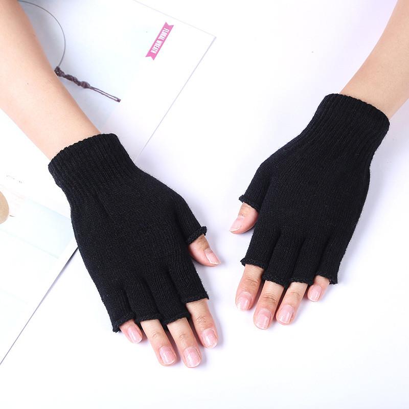 Knitted Fingerless Gloves for Men and Women Winter Warm Half Finger Stretchy Soft Knit Mittens for Outdoor Use