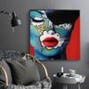 Capelli rossi, pelle blu, labbra, graffiti astratti, ragazza, arte della parete, tela, pittura, poster, immagine, decorazione domestica per soggiorno camera da letto.