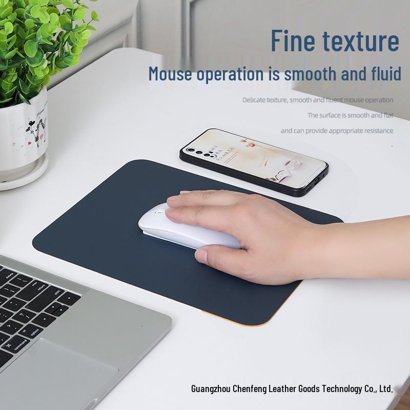 Solid Color Non-Slip Leather Mouse Pad for Girls – Small Desk Mat for Laptops & Office