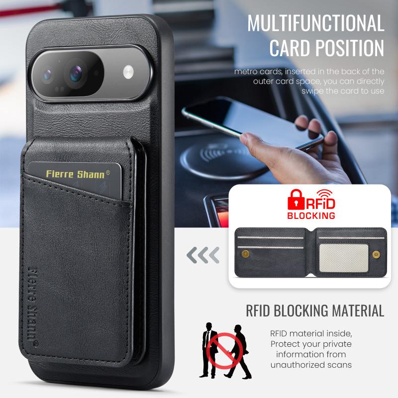 For Magsafe Magnetic Separable Leather Fold Wallet Card Slot Bracket Phone Case For Google Pixel 10 Pro XL 9A 8A 7A 7 8 9 Pro XL