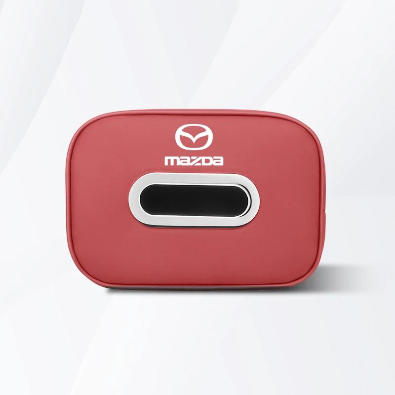 

2025 Hot Car Tissue Box Quality Leather Auto Paper Towel Storage Bag For Mazda 2 3 6 5 Atenza CX3 CX5 MX5 CX7 Axela CX30 CX90 CX