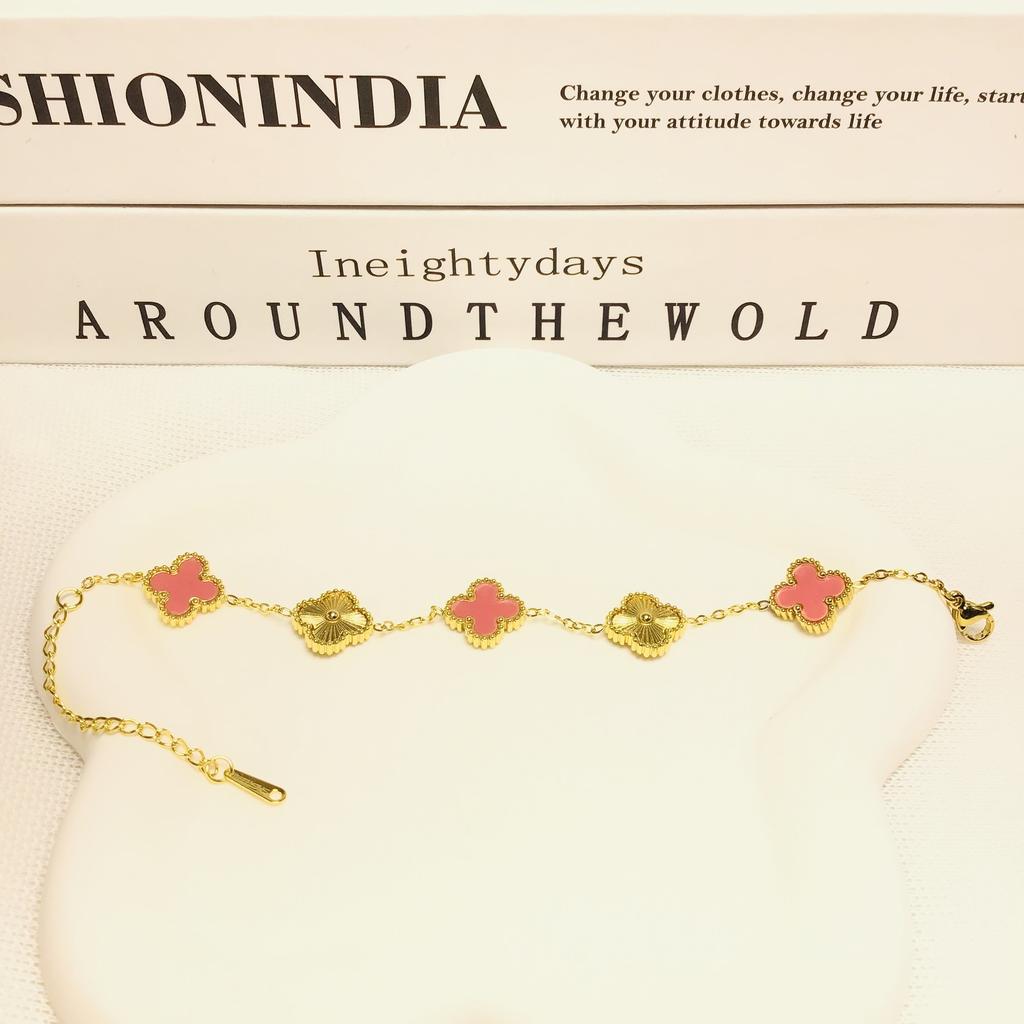 Bransoletka 13mm Czterolistna Koniczyna Pięć Kwiatów 18K Modna Wysokiej Klasy Bransoletka Damska