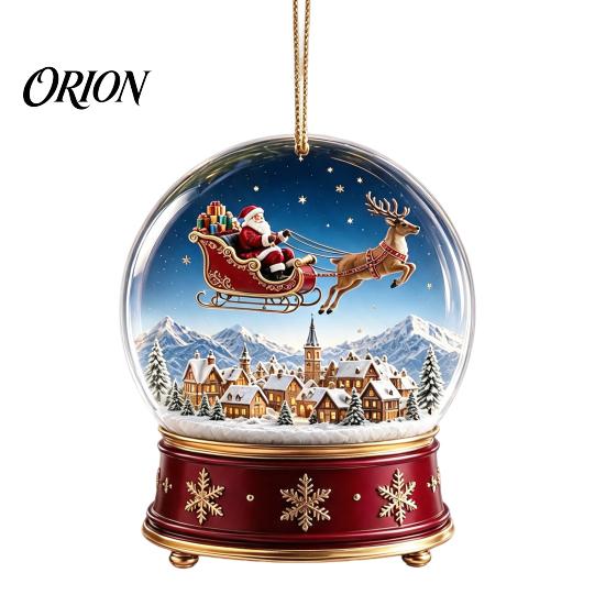 Festive Party Hanging Ornaments Christmas Crystal Ball Style Pendant with Rope, 2D Flat Acrylic Holiday Decorations Ornament for Tree Decoration