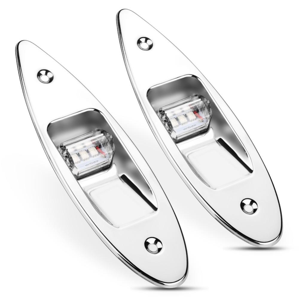12V Voltage Boat Side Light Flush Mount Marine Signal Light Bright LED Bow Light for Sailboat