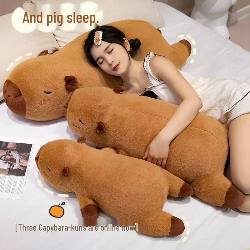 

Lying Capybara Girl s Pillow: Huggable Plush Toy & Long Stuffed Animal 70 cm