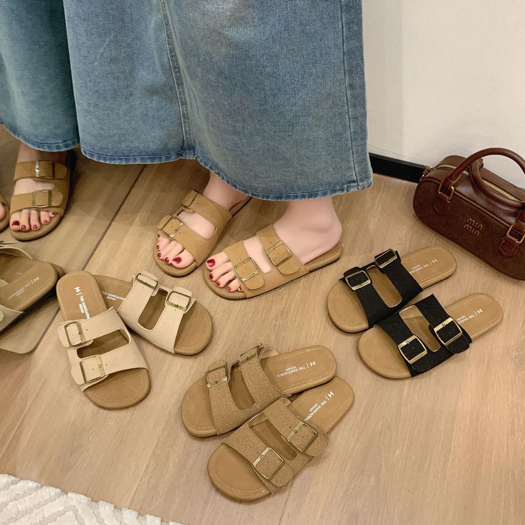 Roman Sandals 2025 Summer New with Skirt Design Soft Sole One Pedal Open-toed Slippers Versatile Beach Sandals