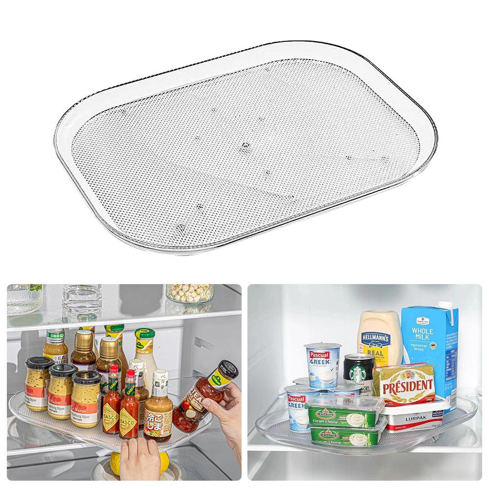 Kitchen Rotating Storage Rack Clear PET Turntable Refrigerator Organizer Space Saver A