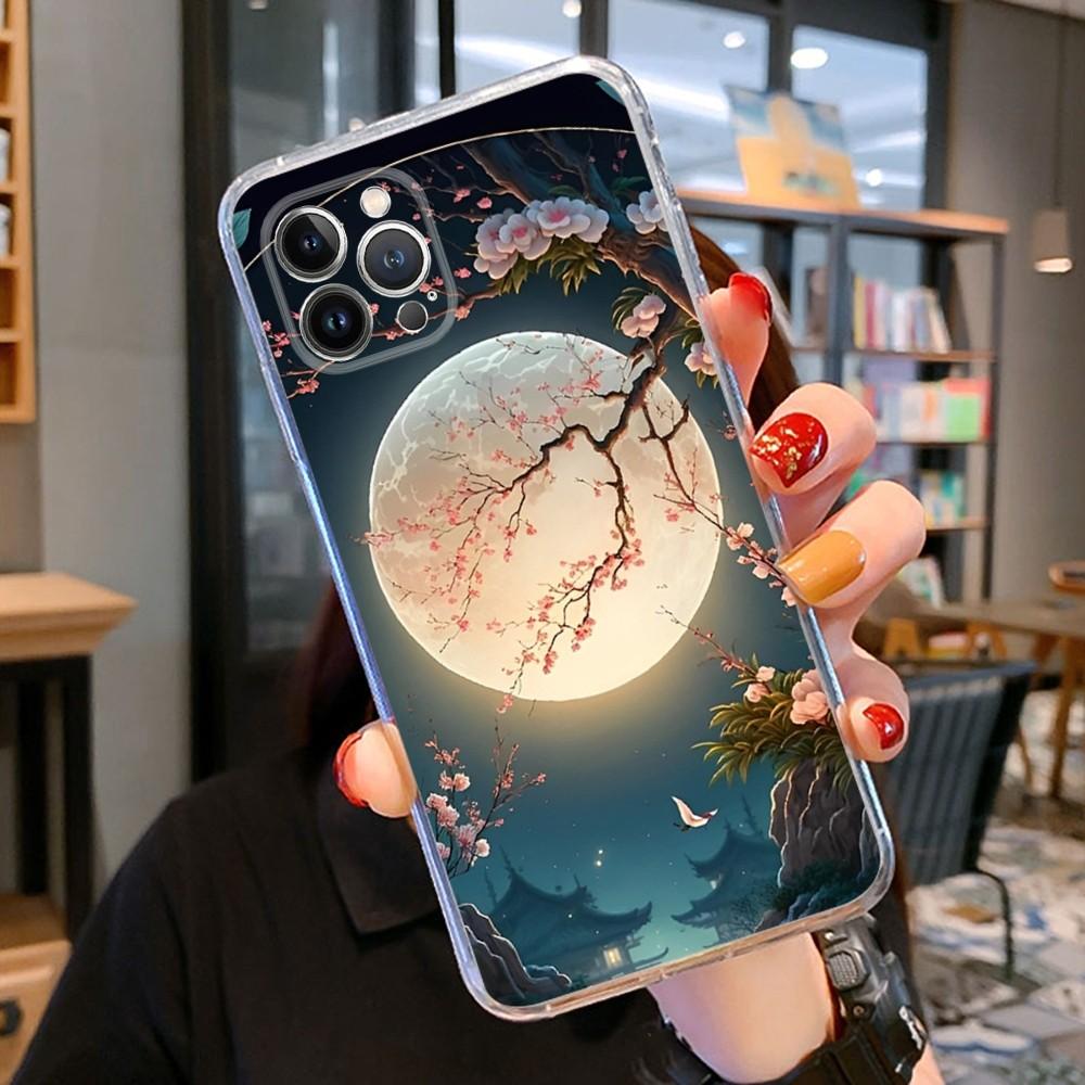 Luxury Moon Phone Case For iPhone 14 11 12 13 Mini Pro XS Max Cover 6 7 8 Plus X XR SE 2020 Funda Shell