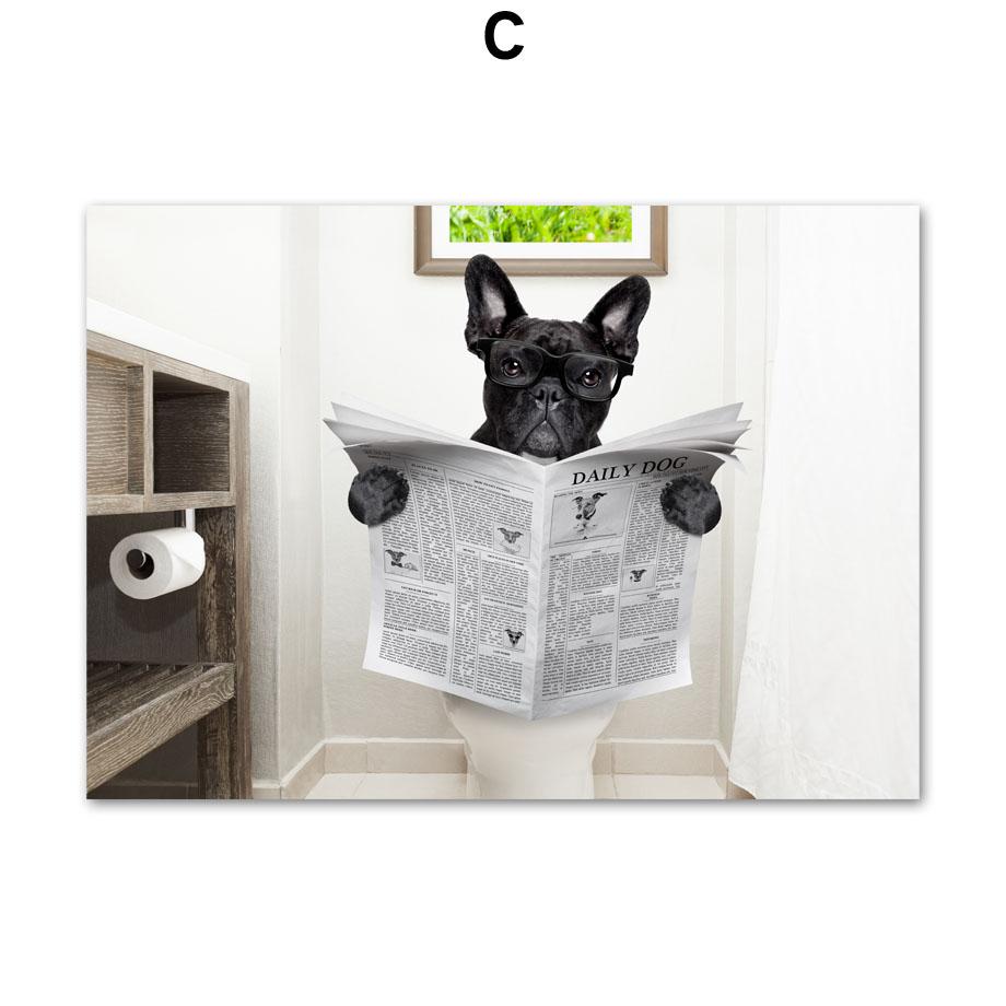 Psí noviny Toaleta Koupelna Nástěnné umění Malba na plátno Severské plakáty a obrazy Nástěnné obrazy do obývacího pokoje, toaleta