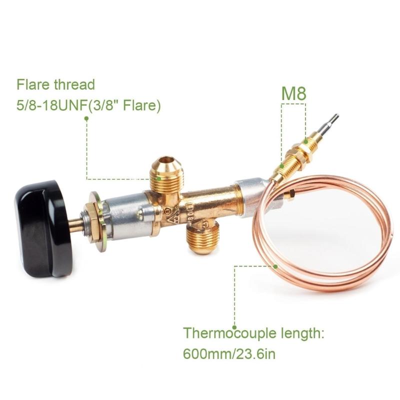 Heavy Duty Brass Fire Pit Control Valves Set with Push Button Igniter Quick Attach Replacement Knob for Outdoor Grill