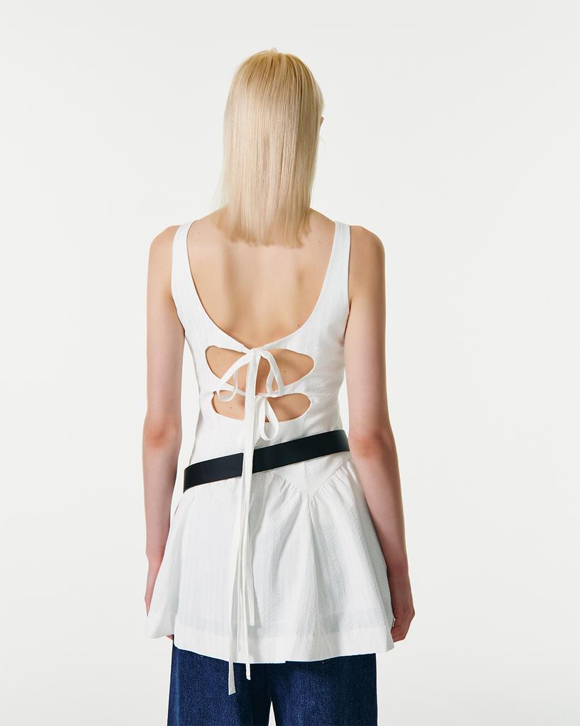 CURRENT Ribbon Strap Sleeveless Dress [White]
