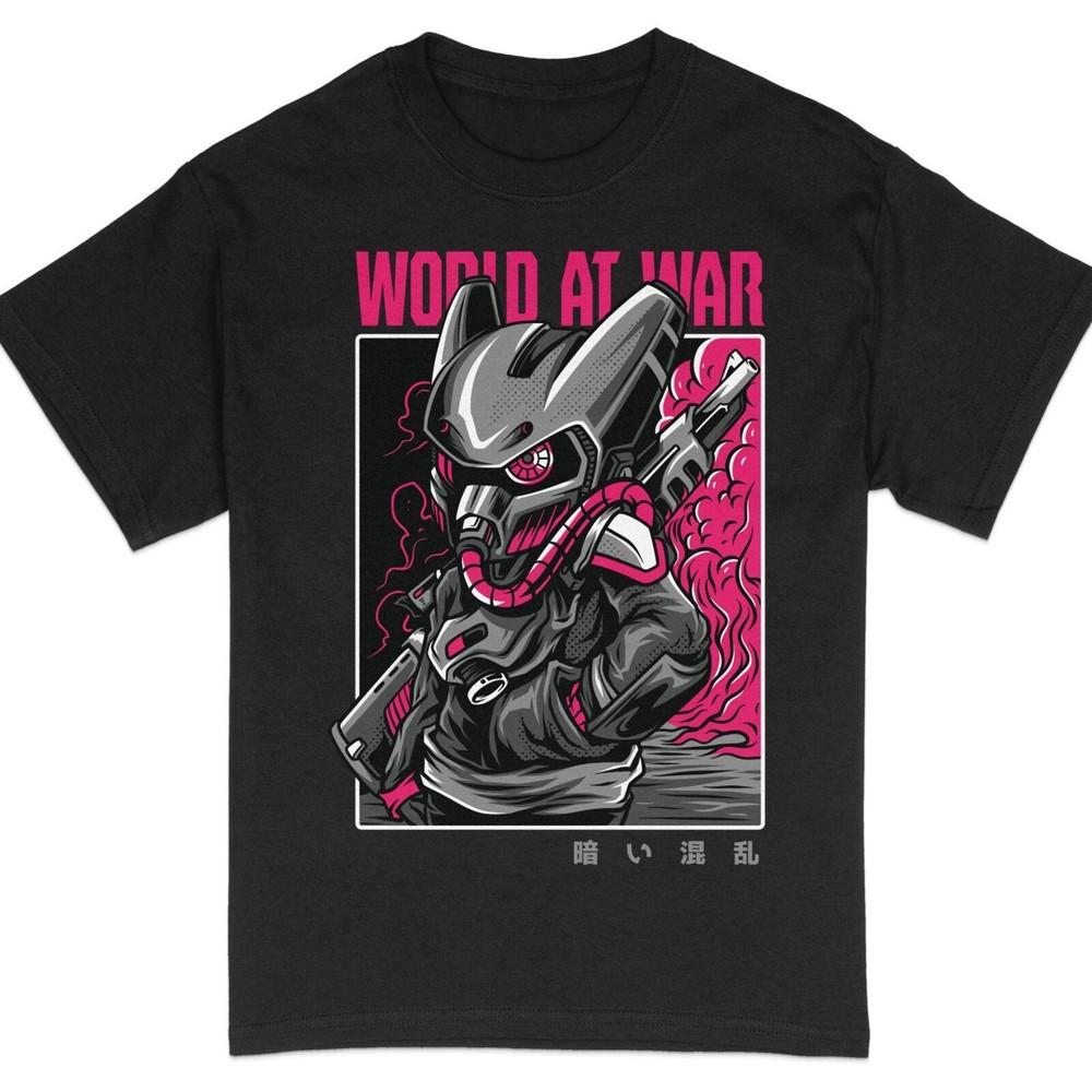 Тактическая футболка с роботом-воином, Футболка в киберпанк-военном стиле, Научно-фантастическая игровая футболка #26 Унисекс S