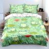 Cartoon Frogs On Lily Pads And Flowers Print Bedding Set 1 Duvet Cover 2 Pillowcases For Adult Children Luxury Gift Full Size