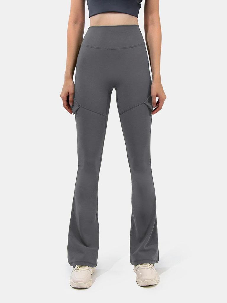 European & American High-Waisted Wide-Leg Cargo Yoga Pants - Flare & Hip-Lifting Design