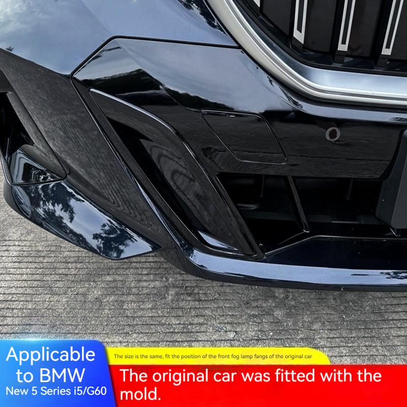 For BMW 5 Series I5 G60 ABS Black Car Front Bumper Lip Splitter Spoiler Fog Light Trim Cover  Exterior Auto Accessories