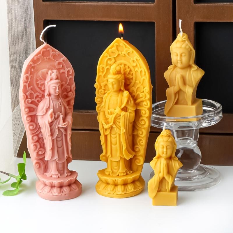 Flexible Silicone Mold Handmade Scented Candle Mould 3D Prayer Shaped Aromatherapy Jewelry Mold Home Decorations